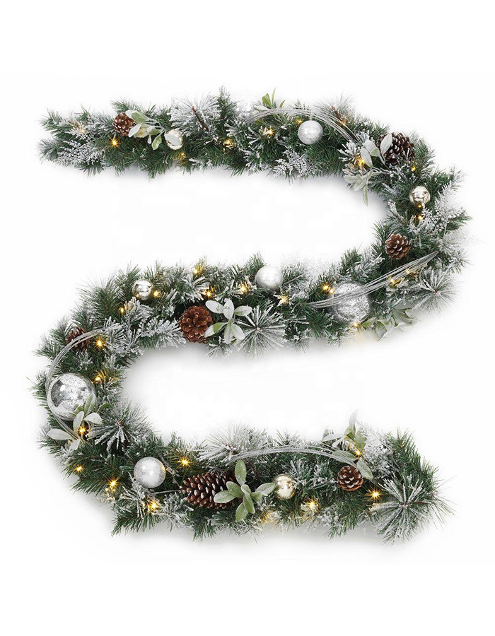 Christmas Greenery Artificial LED Fir Garland with Solar LEDs Lights
