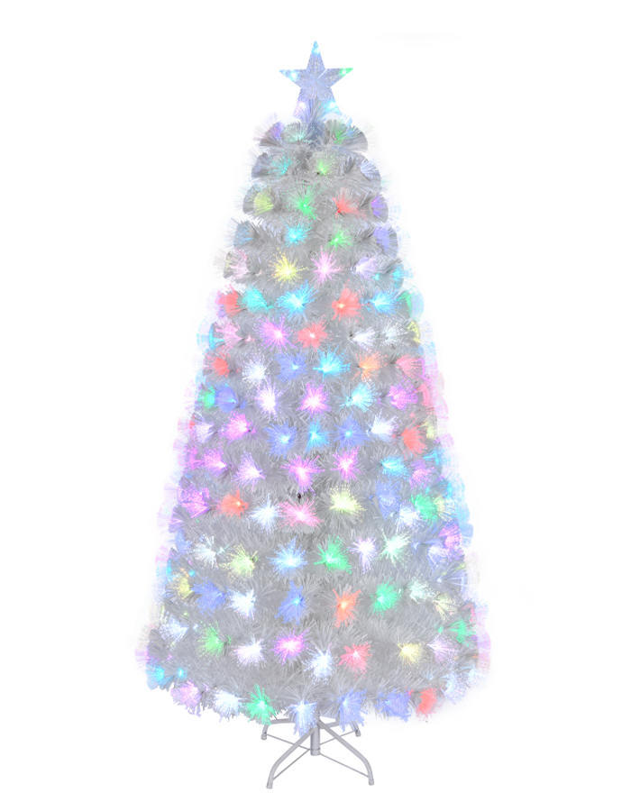 Union Tree PreLit 7FT Transparent PVC Christmas Tree Fiber Optic with Top Star and Foladable Stand