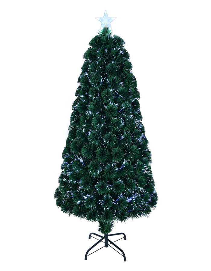 Union Tree 6ft Pre-lit Artificial Christmas Tree, Green Premium Optical Fiber Tree with Metal Stand, Ideal for Xmas Indoor Decor