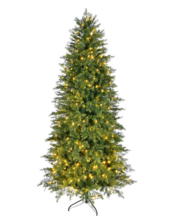 Union Tree Prelit Pencil PE & PVC Christmas Tree, Artificial Skinny Christmas Tree with Warm White LED Lights, Indoor Fake Xmas Tree Holiday Decor