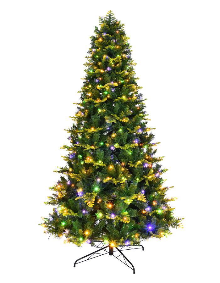 Union Tree Premium Design PreLit Full PE & PVC Ultra-Thick Spruce Christmas Tree, Warm White LED Lights with Foldable Stand